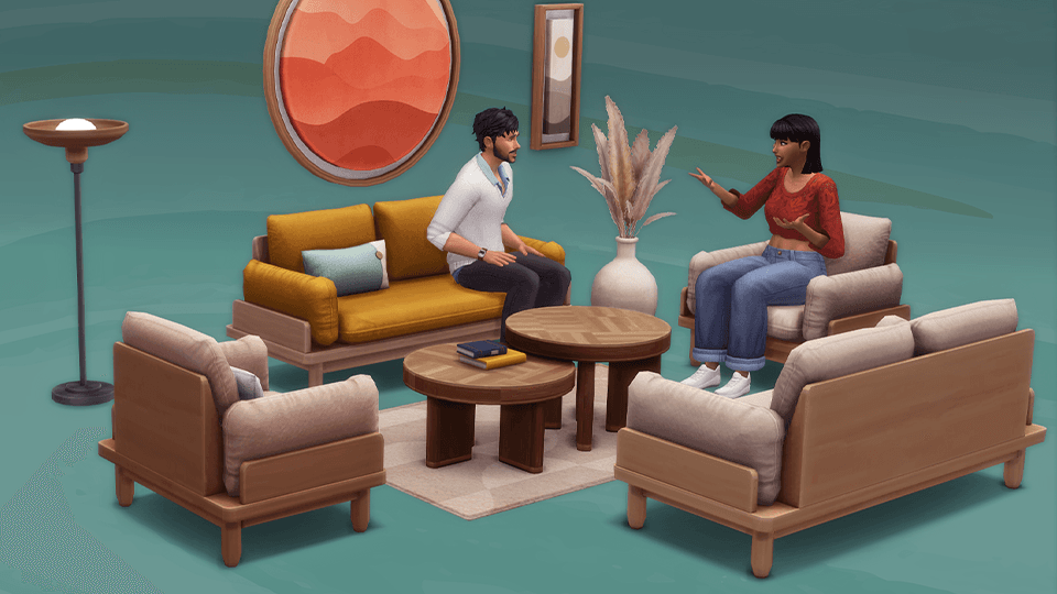 Give your Sims a cozy, modern living room they’ll love!