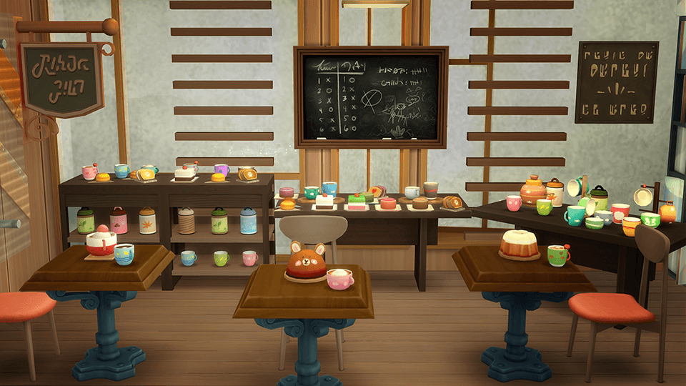 Cups of coffee and plates of cakes